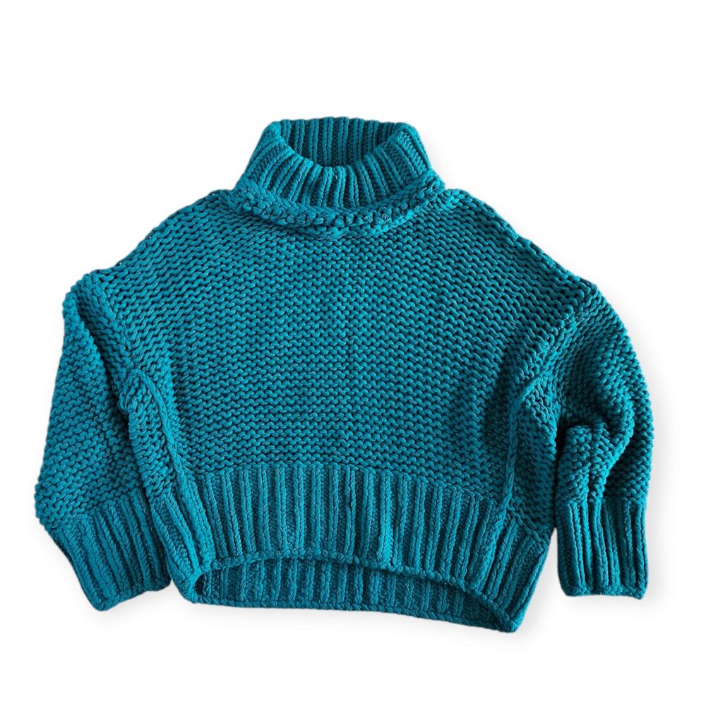 Free People | Turquoise Chunky Knit Sweater